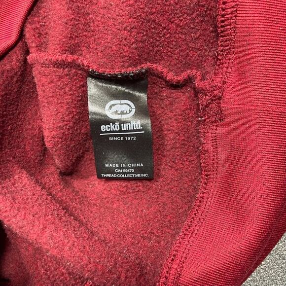 Vintage Ecko Unltd Hoodie Men's L Red Sweatshirt Y2K Hip Hop Rhino Logo Skater - Picture 4 of 10